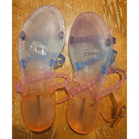 Steve Madden Sandals Size 5 Jelly Sandals Adjustable Straps Multi Color Flats - Picture 3 of 4